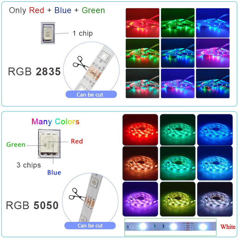 LED Strip Lights 30M RGB 5050 SMD 5M RGB, Bluetooth, Flexible Ribbon 2835 RGB Tape Diode DC 12V APP Control+Adapter