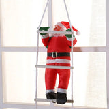 Christmas Decoration Of Santa Claus Climbing on A Rope Ladder.