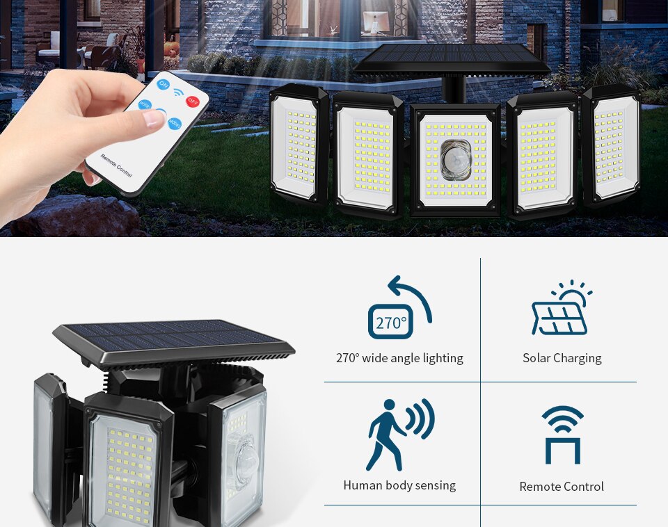 300 LED Motion Sensor Solar Outdoor Waterproof Garden Lights.