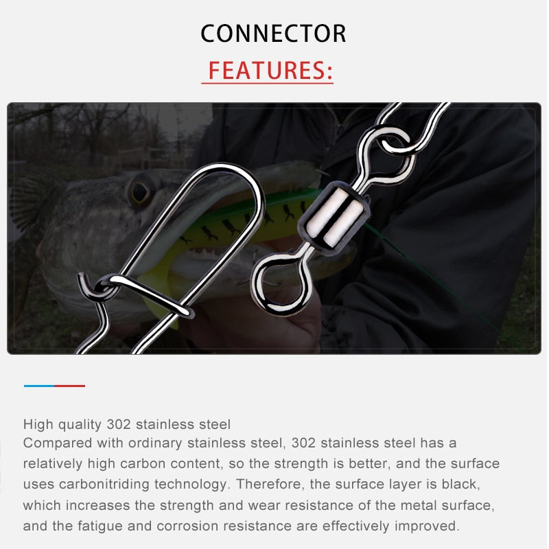 MEREDITH 50PCS Steel Aloy fishing connector. These quick links keeps your fishing line from getting tangled.