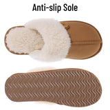 Evshine Women's Fur Plush Warm Slippers With Rubber Soles