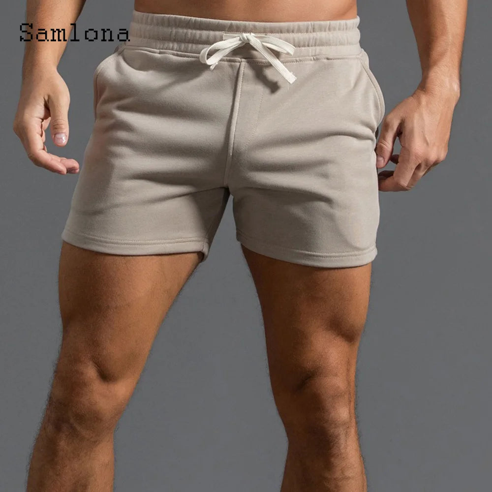 Men's Leisure Shorts With Lace Up And Pockets