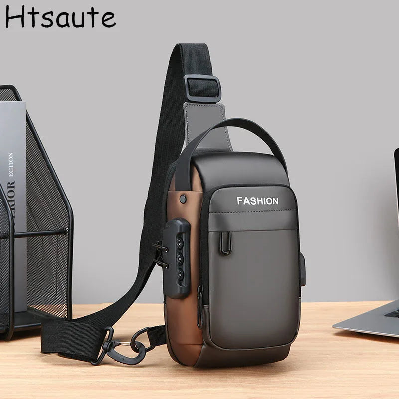 Men's Anti Theft USB Charging Crossbody Bag