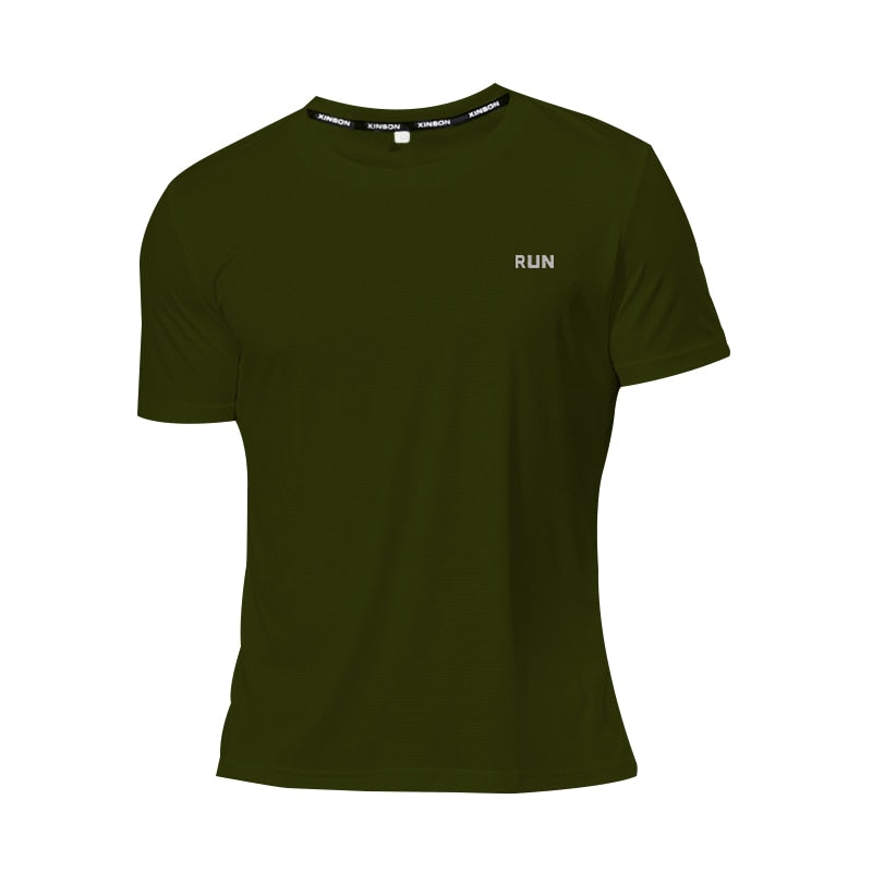 Men's multicolor short sleeve gym shirts. Quick drying, breathable sportswear