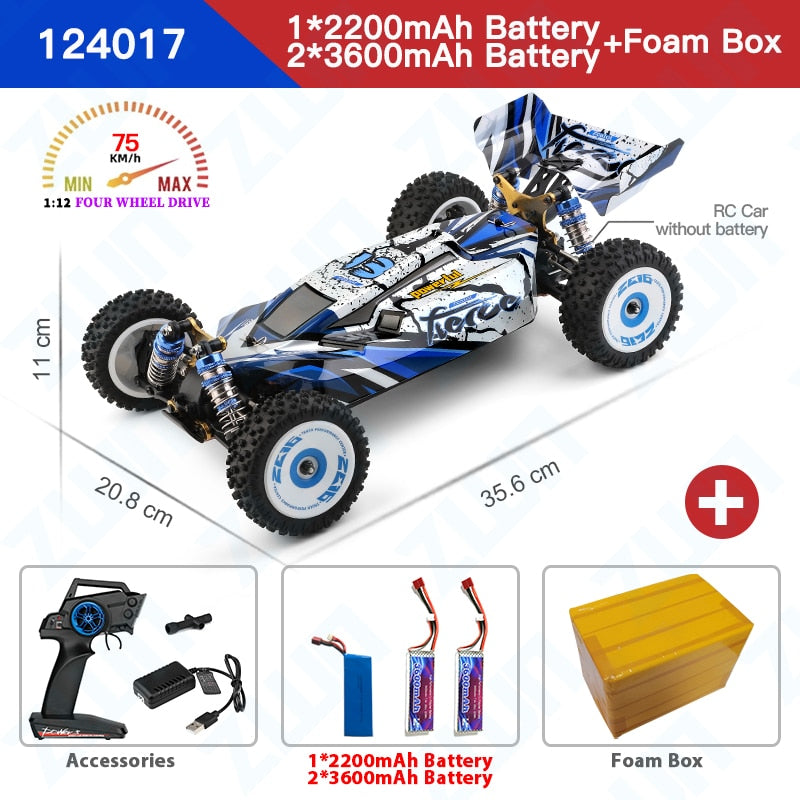 Remote control high speed off-road racing car. 75KM/H 4WD RC Car.