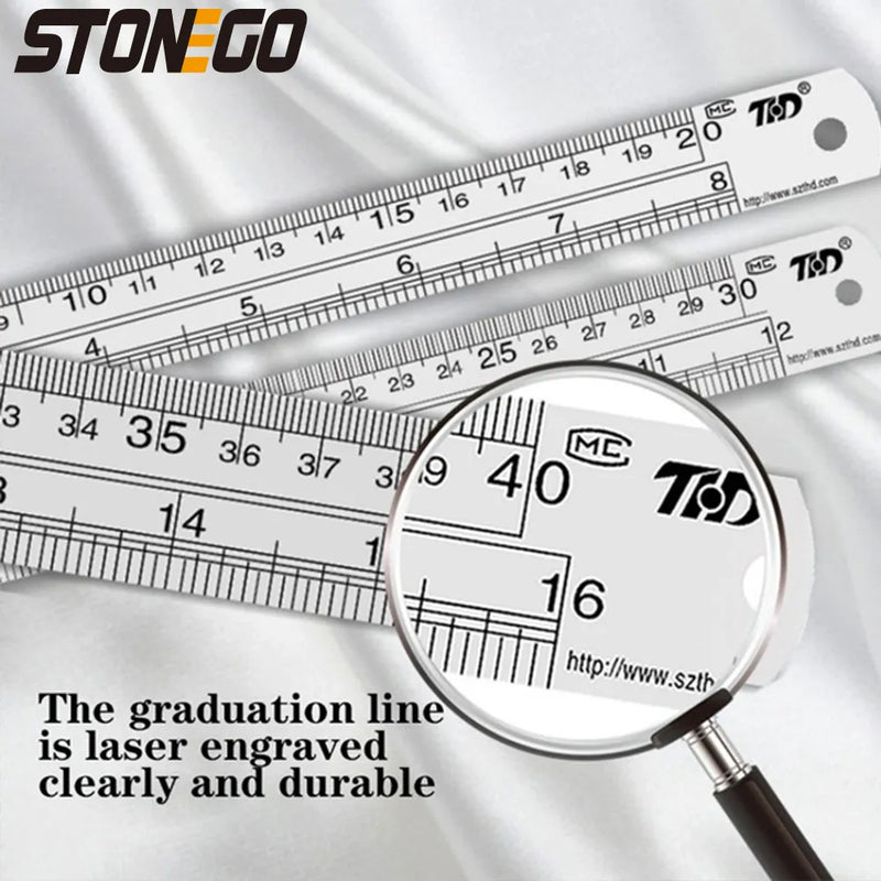 STONEGO Stainless Steel Double Sided Ruler, 6, 8, 12, 16 Or 20 Inch Metal Rulers