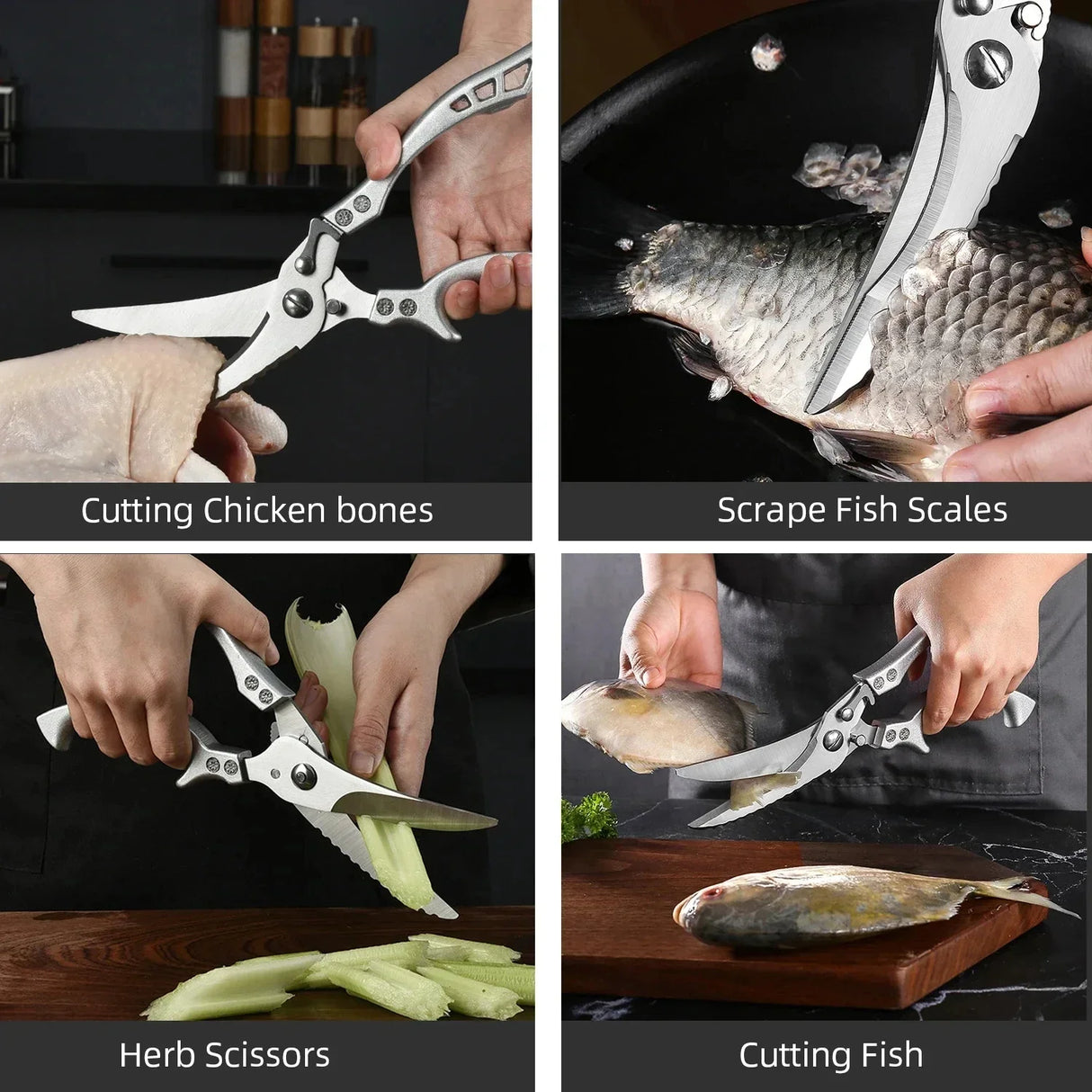 Stainless Steel Kitchen Scissors For Chicken Duck Fish Cutting