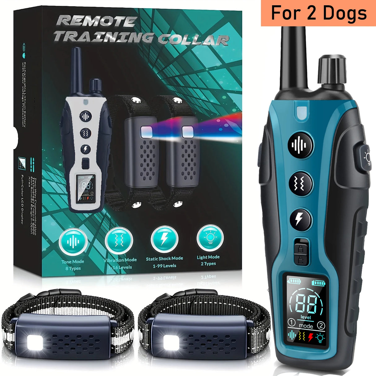 3280FT Dual Battery Display Dog Training Shock Collar With Beep Vibration Or Shock Mode