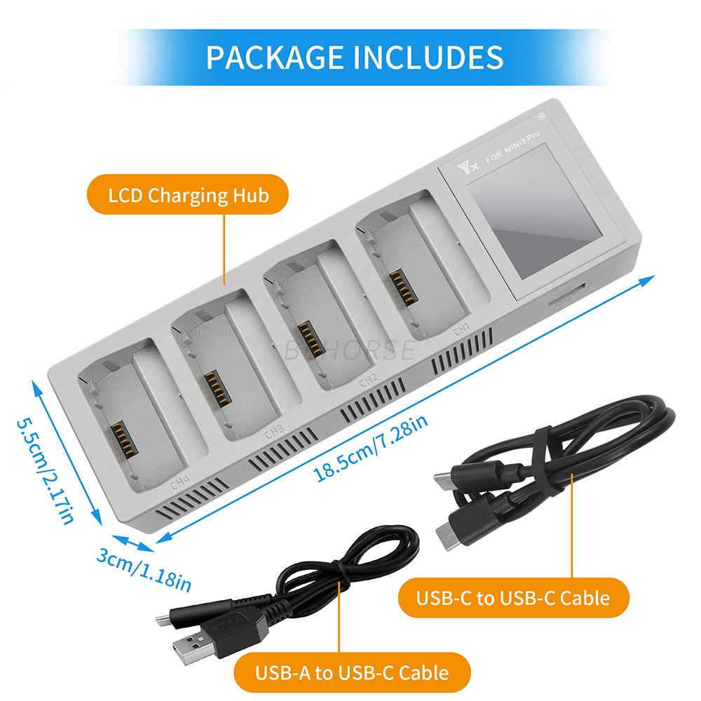 4in1 Battery Charging Hub for DJI Mini 3 PRO Drone Charger.