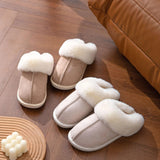 Winter Faux Suede Plush Closed Toe Slippers.