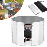 Foldable Aluminum Outdoor Cooking Wind Screen with Storage Bag for Camping