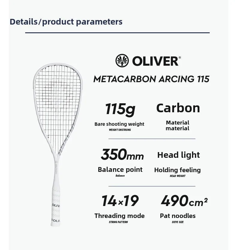 High-Performance Carbon Squash Racquet With String -Bag Included