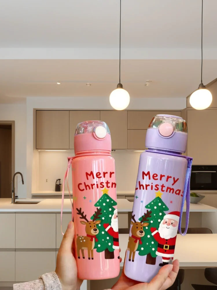 3D Printed 700ml Christmas Water Bottle With Plastic Water Cup