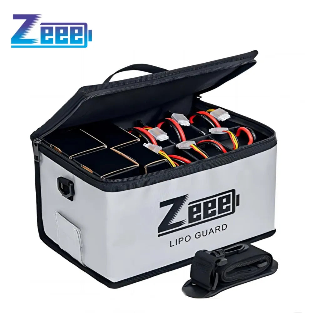 Zeee Lipo Fireproof Safe Battery Bag With Pouches For Multiple Battery Storage.