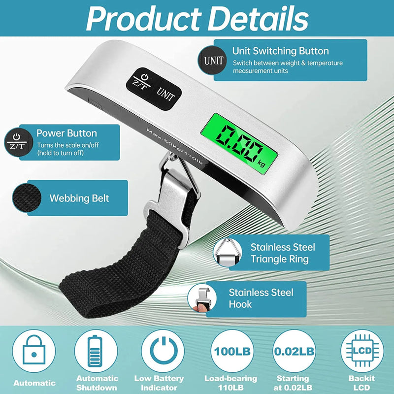 Hanging Digital LCD Display Scale weighs up to 110lb/50kg.