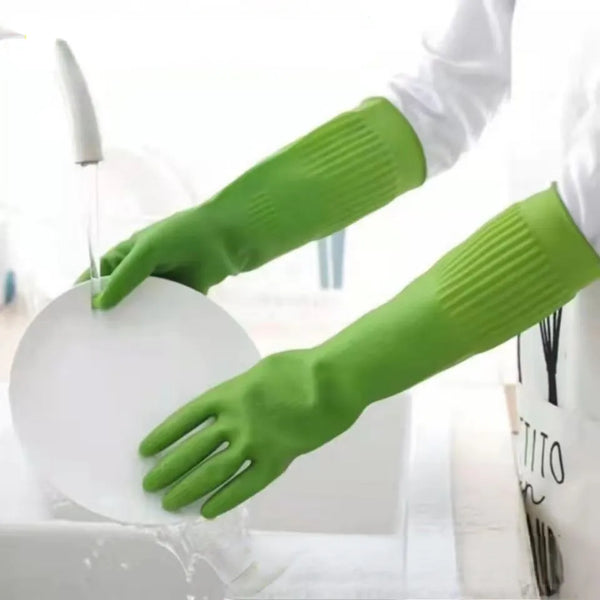 Latex Thickened And Lengthened Household Washing Gloves.