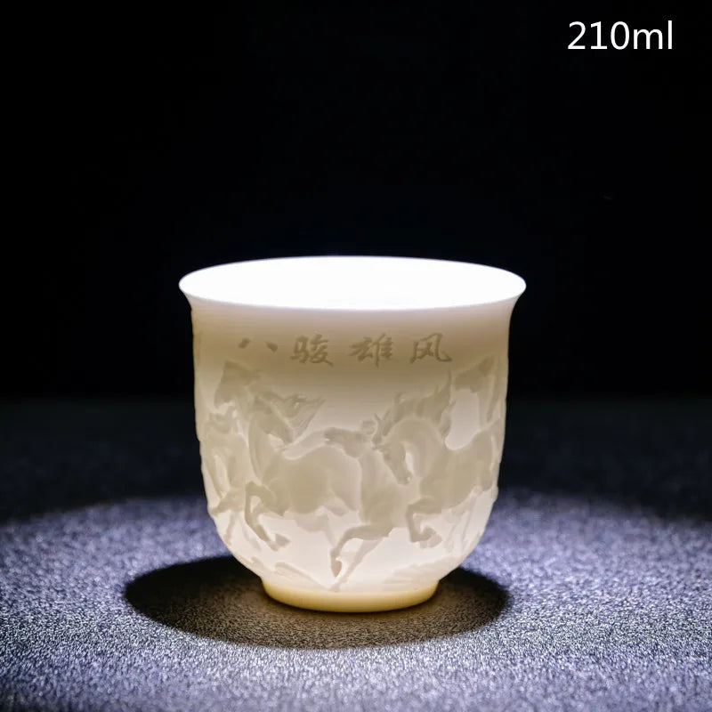 Chinese Three-dimensional White Porcelain Tea Cup
