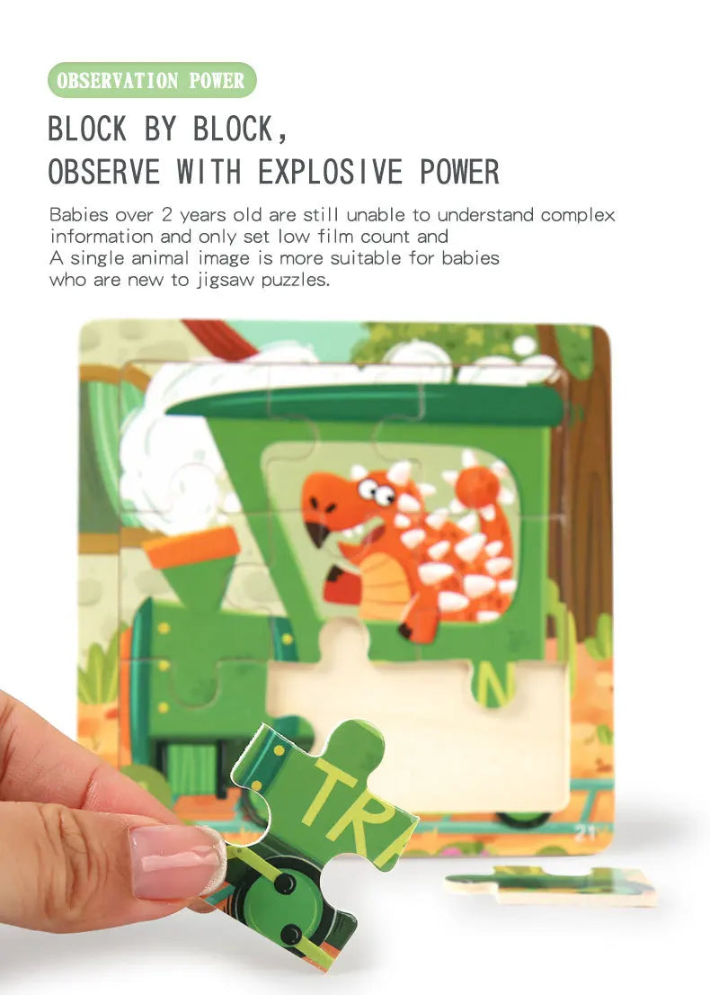 11x11cm Wooden 3d Cartoon Puzzle