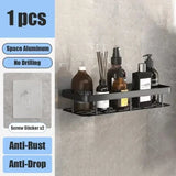 Metal Wall Mounted Bathroom/Kitchen Shelf With Adhesive Patch To Secure