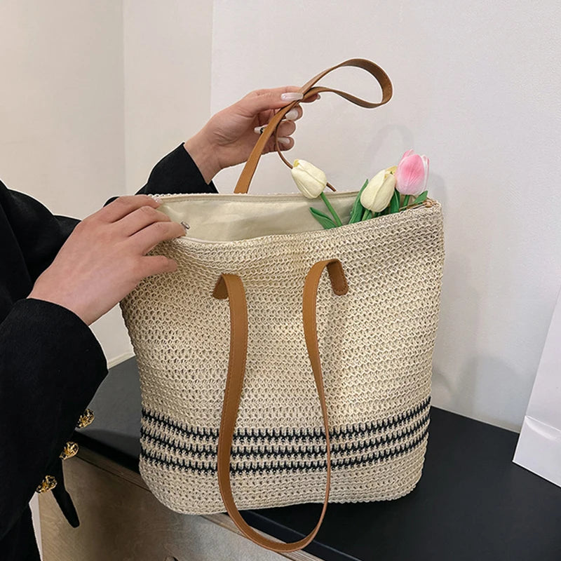 Women's Classic Straw Woven Beach Bag