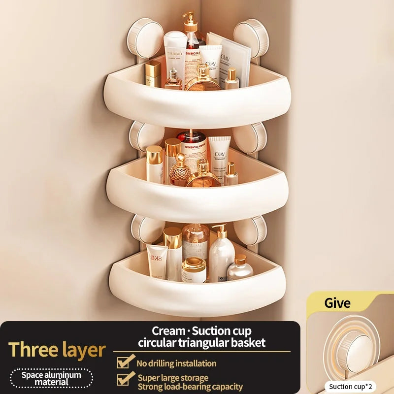 Wall-Mounted Triangle Suction Cup Bathroom Organizer