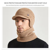 Men Or Women's Knitted Neck Scarf And Hat With Extra Ear Protection