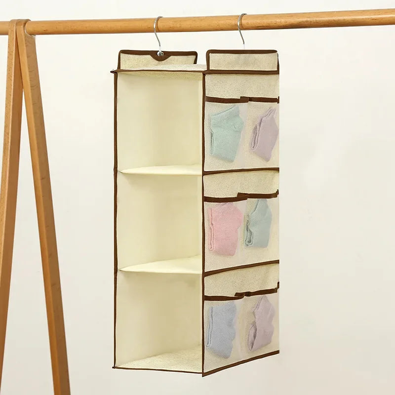 Hanging Non-woven Wardrobe Organizer With Optional Pockets And Drawers
