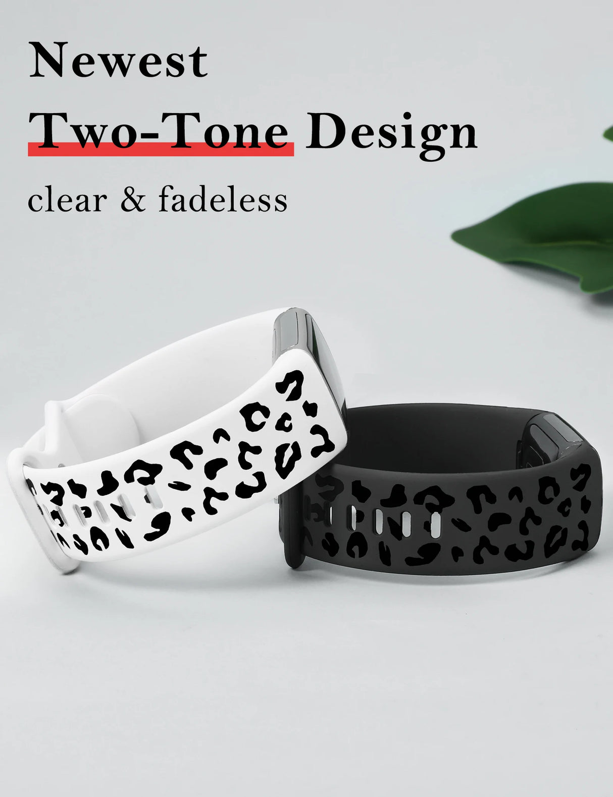 Wearlizer 3 Packs Two-Tone Leopard Engraved Soft Silicone Band for Fitbit Charge 5 Or 6