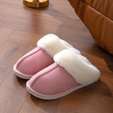 Winter Faux Suede Plush Closed Toe Slippers.