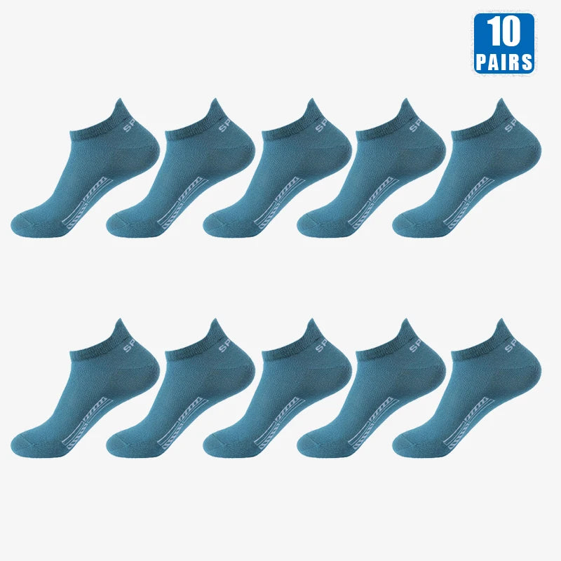 10 Pairs Cotton Breathable Mesh Sports Ankle High Socks For Men And Women