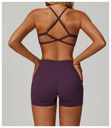 Women's Anti-Sweat Push Up Cross Shoulder Sports Bra