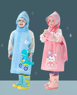 Children's Cartoon Raincoat With Backpack Space