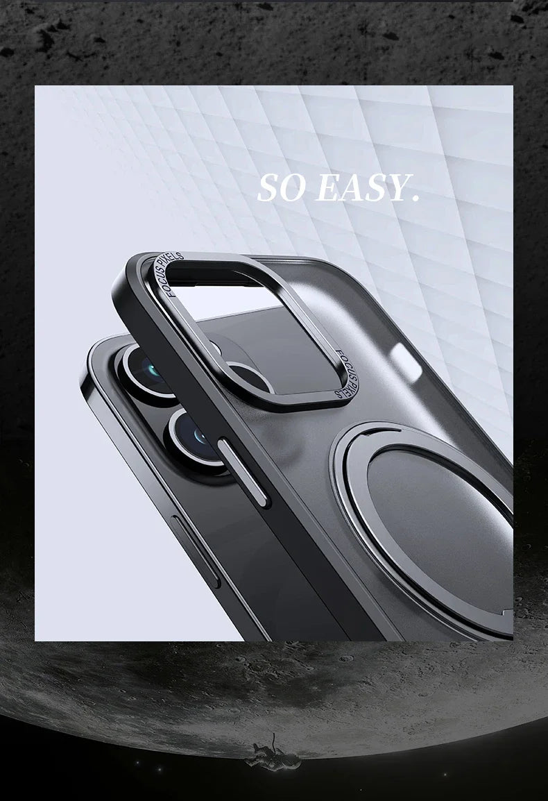 Magnetic 360°Rotation Stand Phone Case For Iphone 12 13 14 15 16 17 Pro Max Plus With Ring Holder