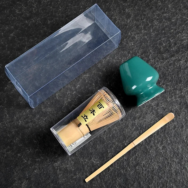 3/4pcs Matcha Bamboo Whisk Teaspoon And Ceramic matte Bowl