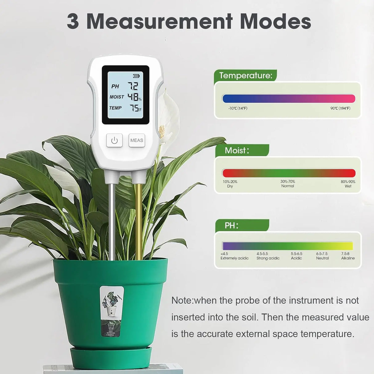 3 in 1 Digital LCD Soil Tester For PH/Moisture/Temperature With Backlight for House And Garden