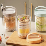 430ML Glass Cup With Lid And Spoon Great For Breakfast Oats Or Salad Cups