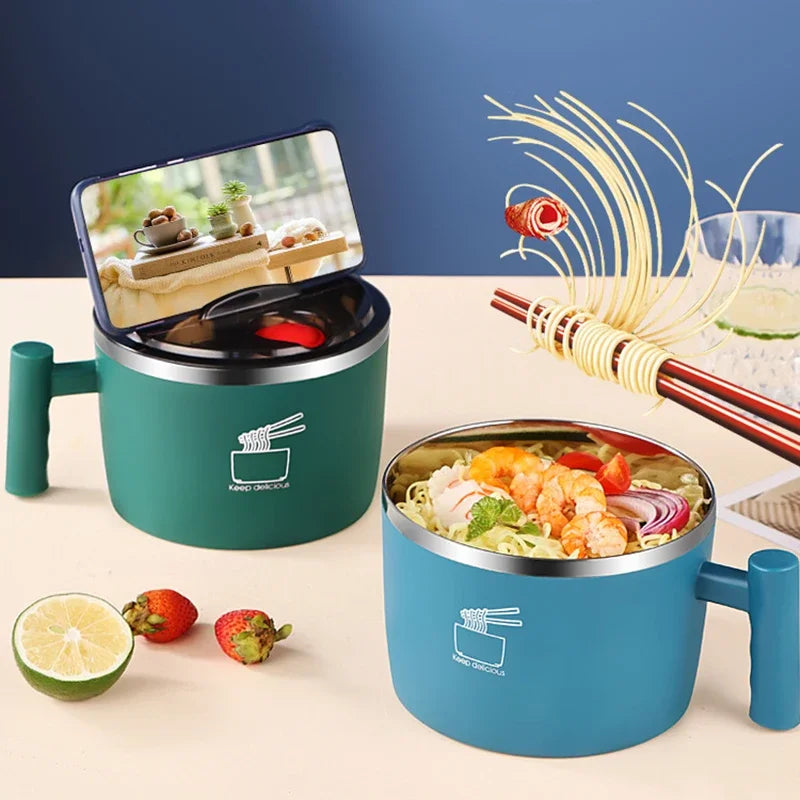 Stainless Steel Bowl With Lid For Instant Noodles