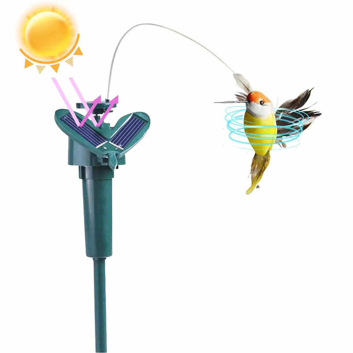1pc Solar Rotating Hummingbird  Bird Garden Stake