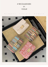 Women's Straw Rainbow Stripe Shoulder Crossbody Handbag With Chain Strap