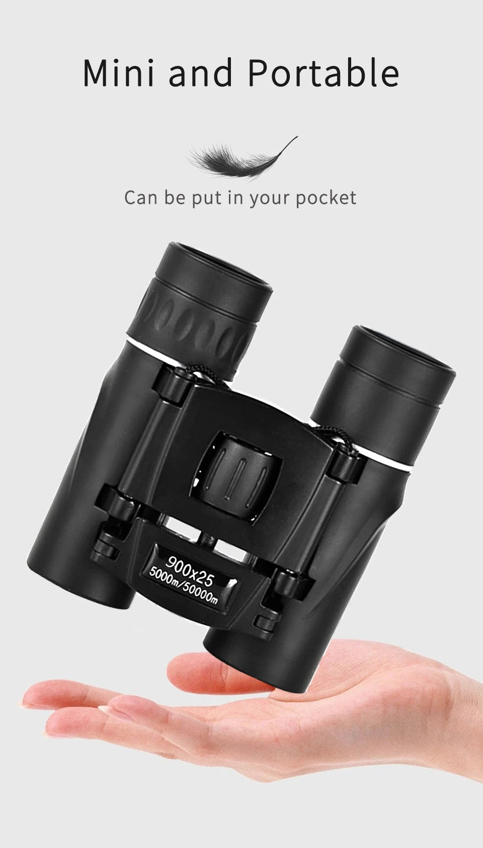 900x25 High Power Mini HD Low Light Level BAK4 Binoculars With Long Range 50000M