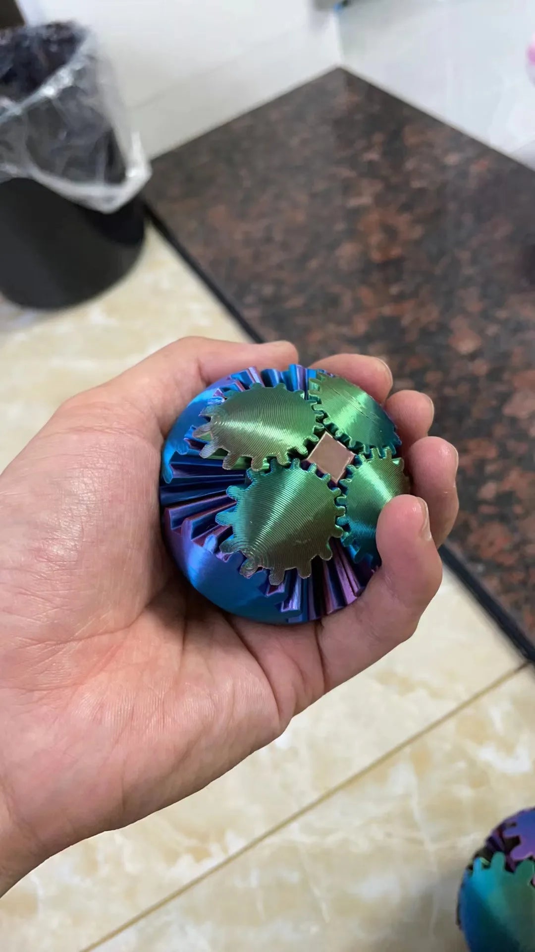 3D Printed Cube Fidget Spin Ball For Relaxing Due To Stress and Anxiety