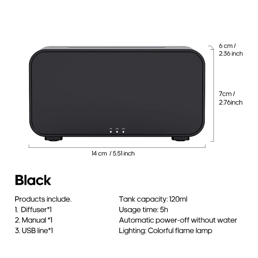 LED Simulation Flame Aroma Diffuser Mini Air Humidifier Machine With Timer