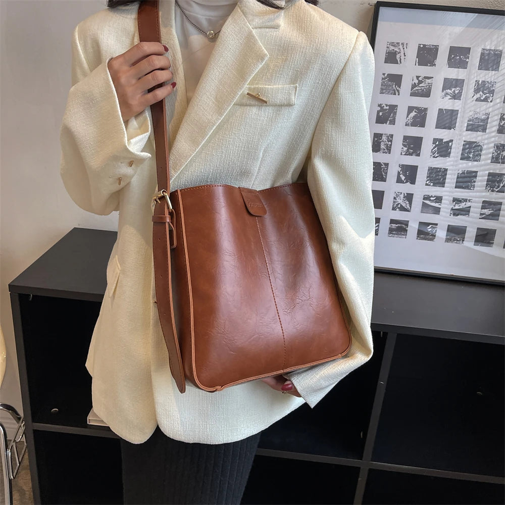 MOODS PU Leather Shoulder Tote Bag