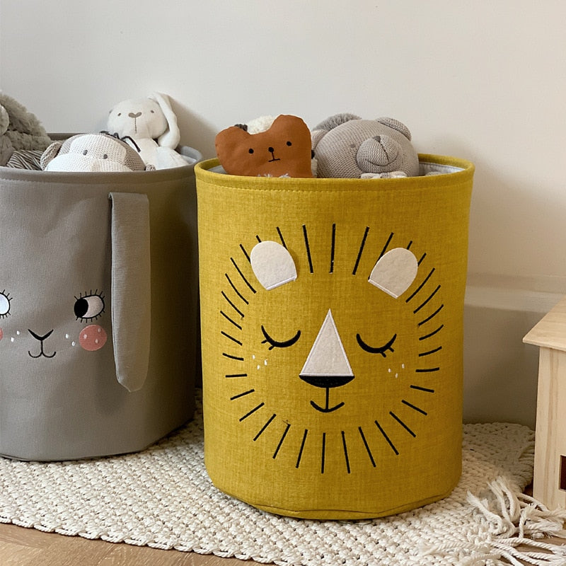 Foldable Canvas Cartoon Animal Laundry Basket OR Toy Storage.