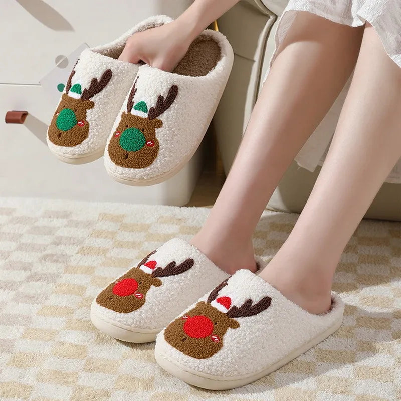 Women Or Men's Plush, Non-Slip Christmas Slippers.