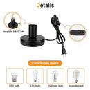 Anti-Slip Metal Desktop Lamp Base 180cm Cord E27 E26 With on/off Switch,