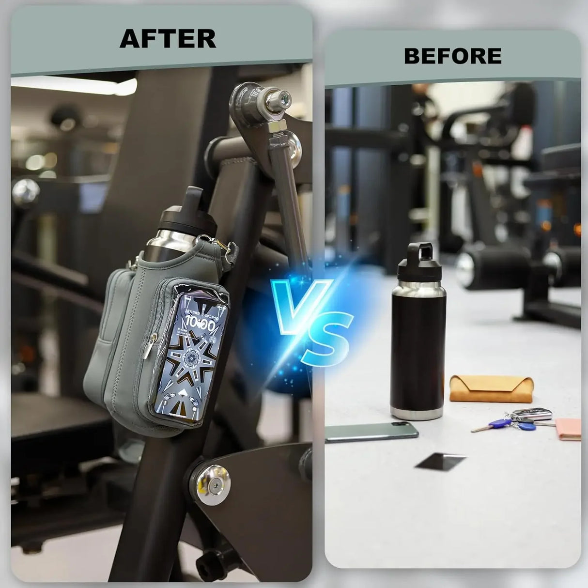 Women Or Men's Magnetic Fitness Water Bottle Bag With Adjustable Shoulder Straps