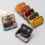 Compact Genuine Leather Kiss-Lock Mini Accessorie Pouch