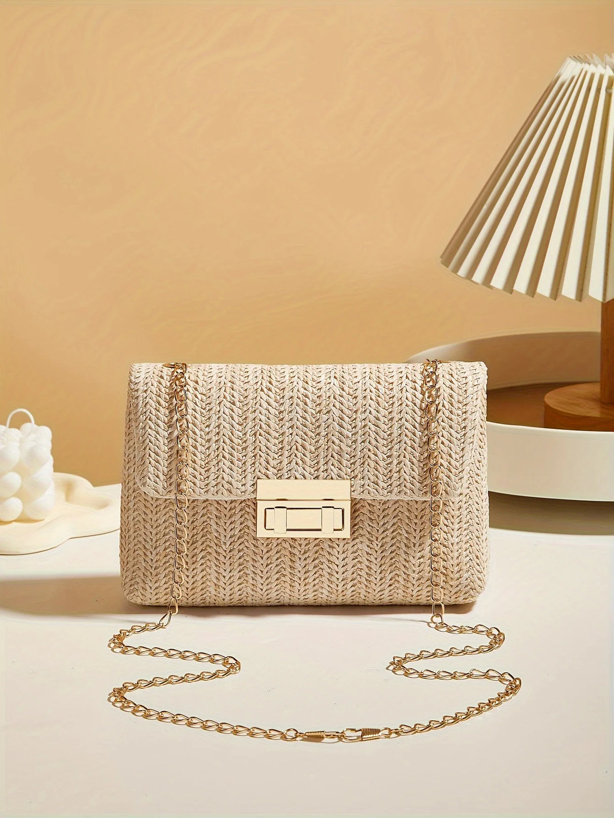 Women's Handwoven Crossbody Shoulder Bag With Lock Closure