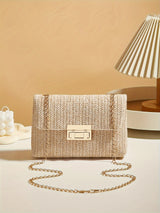 Women's Handwoven Crossbody Shoulder Bag With Lock Closure